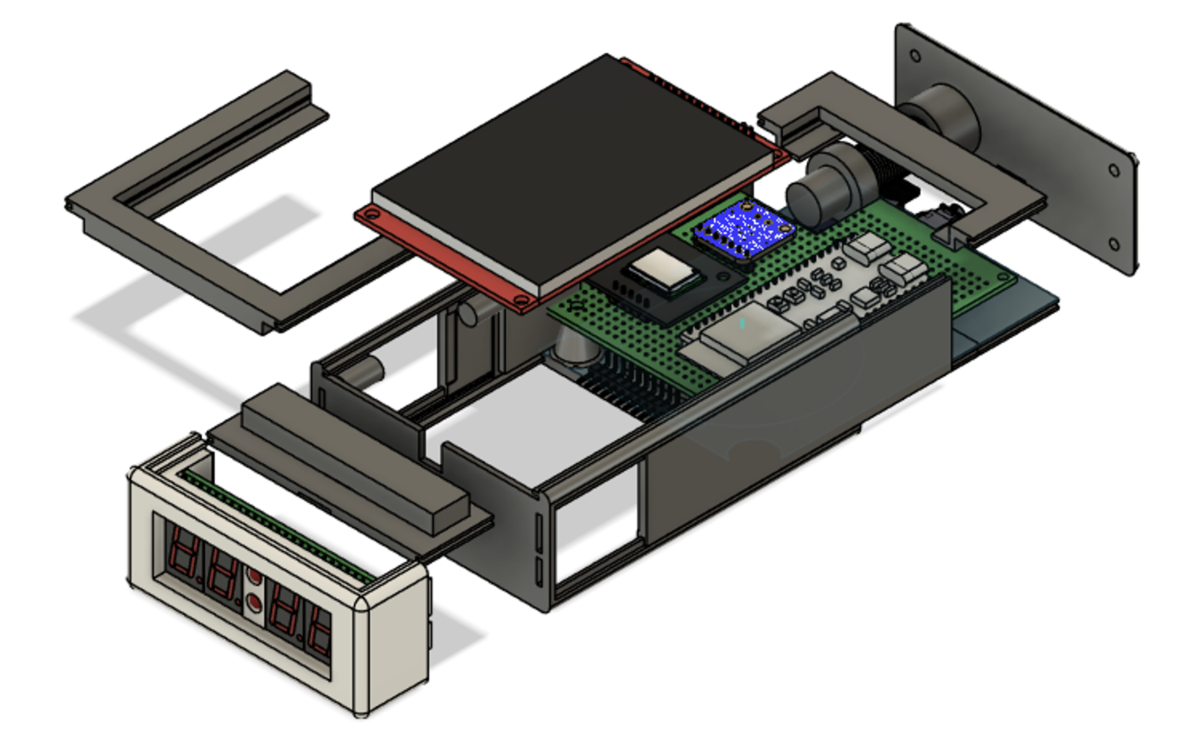 Exploded view of the clock assembly